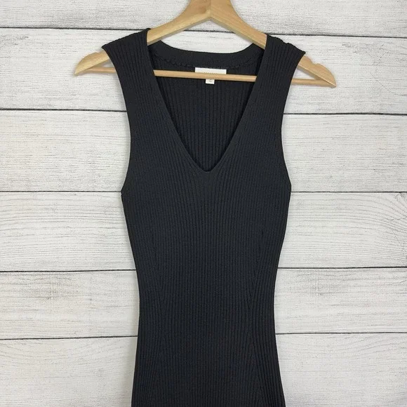 All : Row Ribbed Knit Dress‎ Size Medium Black Very Stretchy Modern Minimalist - Picture 2 of 9